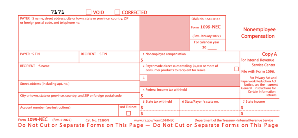 IRS Form 1099-NEC for 2021