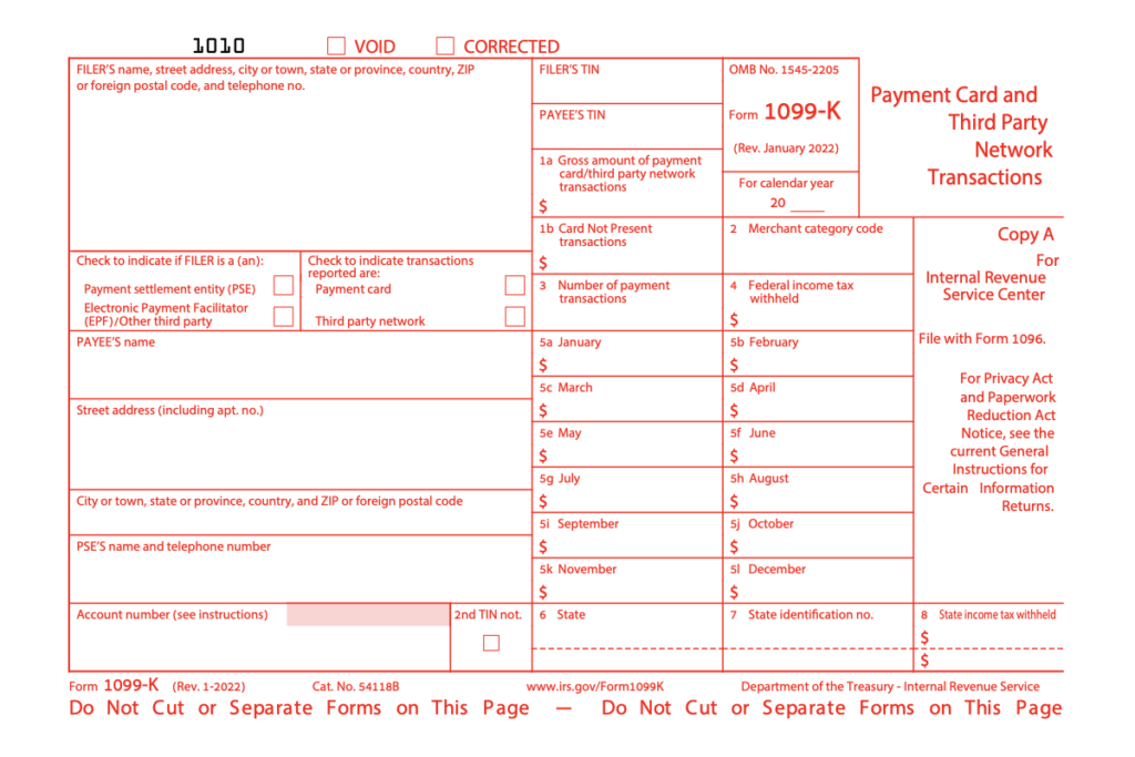 IRS Form 1099-K for 2021