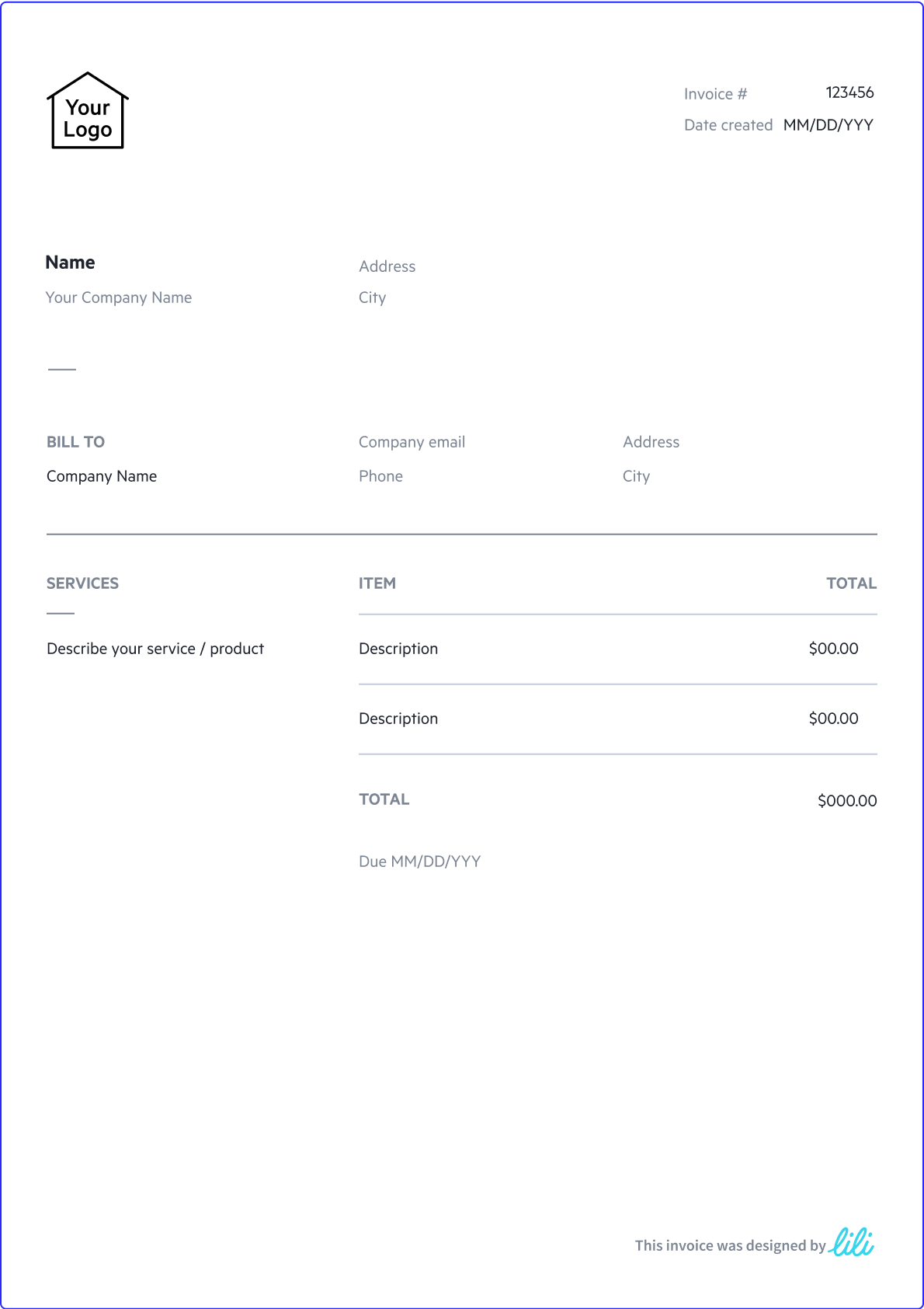 Free Word Invoice Templates | Lili