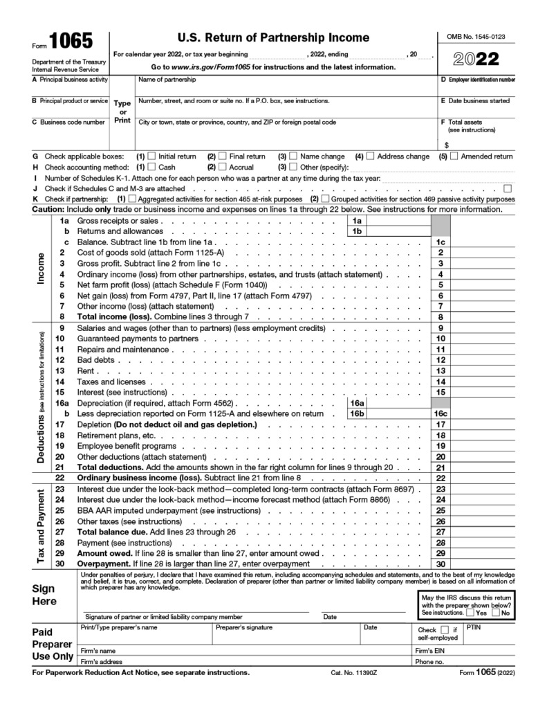 Form 1065 Instructions: U.S. Return of Partnership Income